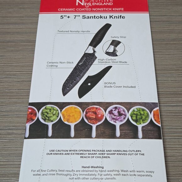 New England Santoku Ceramic Coated Non-stick Knives 5” and 7” - Picture 4 of 7